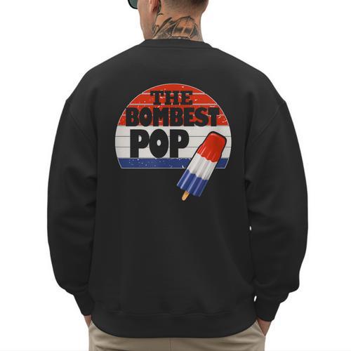 Fathers Day Shirt Cool Dad Bombest Pop Retro 80s Dad Men's Sweatshirt Back Print - Father's Day Fun