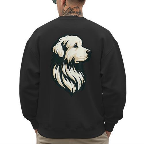 Great Pyrenees Pyr Minimalist Simple Dog Mom Dad Boys Girls Men's Sweatshirt Back Print - Father's Day Fun
