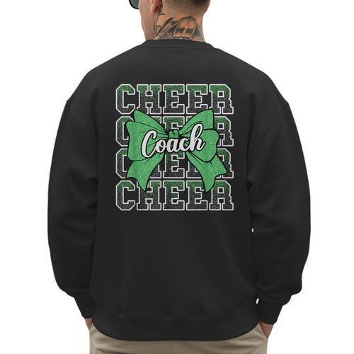 Green Sport Loud Proud Cheer Coach Dad Father's Day Men's Sweatshirt Back Print - Father's Day Fun