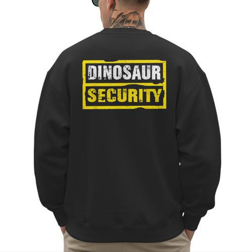 Halloween Adult Costume Dinosaur Security Dad Mom Men's Sweatshirt Back Print - Father's Day Fun