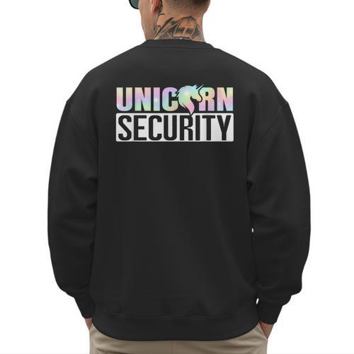 Halloween Mom Dad Daughter Adult Costume Unicorn Security Men's Sweatshirt Back Print - Father's Day Fun