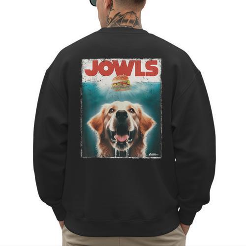 Light Golden Retriever Jowls Top Paws Cream Lab Dog Mom Dad Men's Sweatshirt Back Print - Father's Day Fun