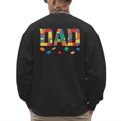 Master Builder Dad Birthday Boy Building Bricks Blocks Daddy Men's Sweatshirt Back Print - Father's Day Fun