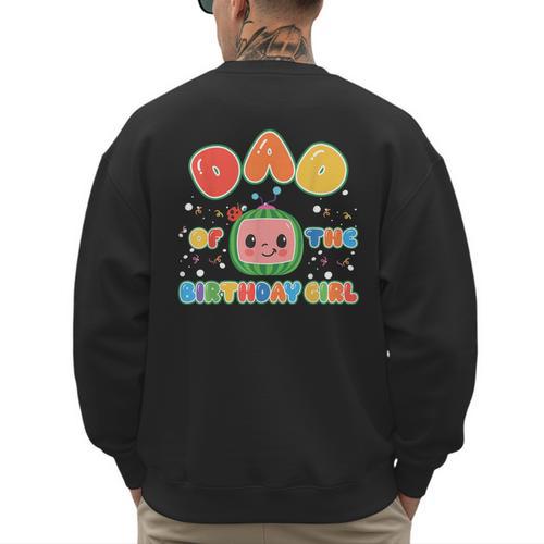 Mom And Dad Of The Birthday Girl Melon Family Matching Men's Sweatshirt Back Print - Father's Day Fun