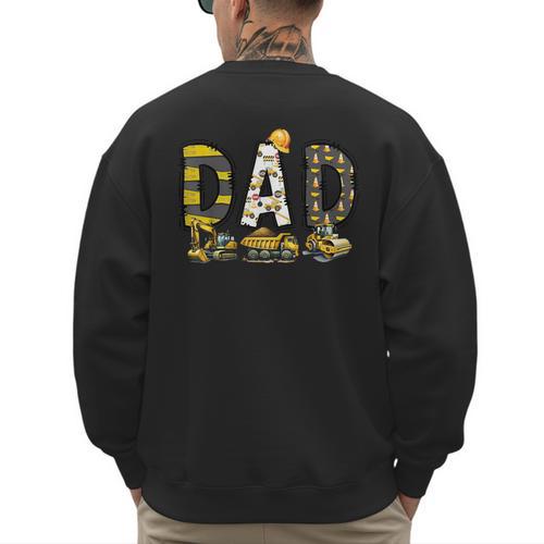Mom And Dad Construction Birthday Boys Toddler Kids Family Men's Sweatshirt Back Print - Father's Day Fun