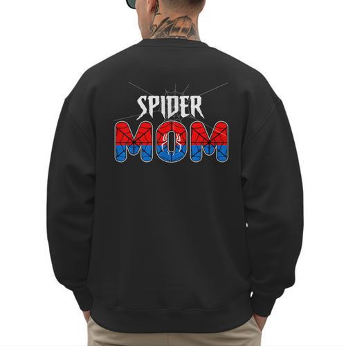 Mom And Dad Spider Family Matching Birthday Halloween Men's Sweatshirt Back Print - Father's Day Fun