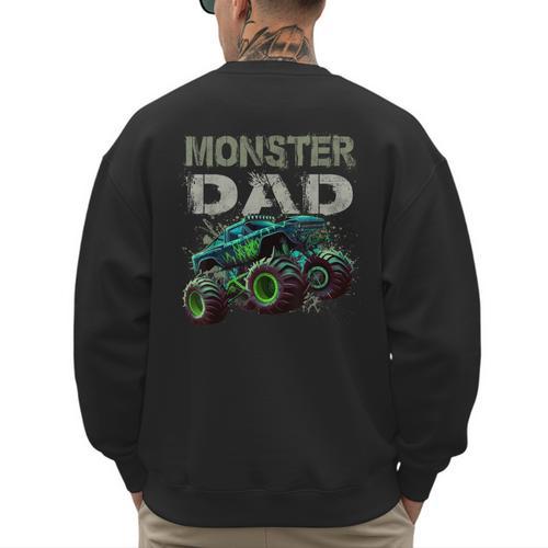 Monster Truck Dad Family Matching Monster Truck Lovers Men's Sweatshirt Back Print - Father's Day Fun