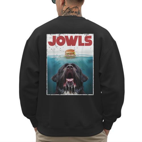 Newfoundland Dog Newfie Lab Jowls Burger Dog Mom Dad Men's Sweatshirt Back Print - Father's Day Fun