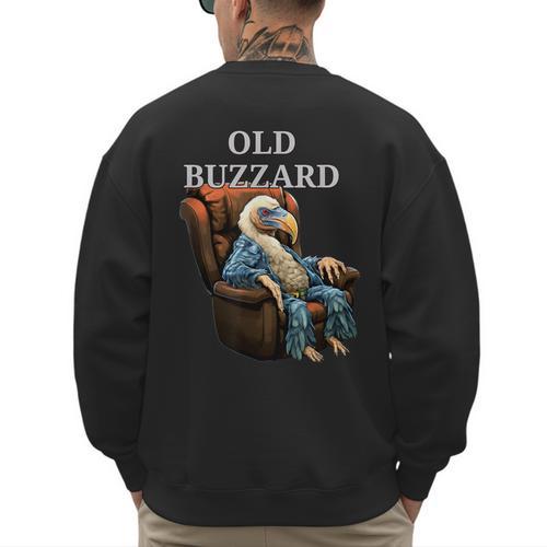 Old Buzzard Bird Old Man Grandpa Recliner Dads Joke Men's Sweatshirt Back Print - Father's Day Fun