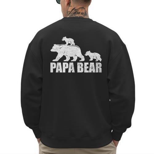 Papa Bear Two Cubs Shirt Daddy Bear Twin Tshirt Papa 2 Kids Men's Sweatshirt Back Print - Father's Day Fun