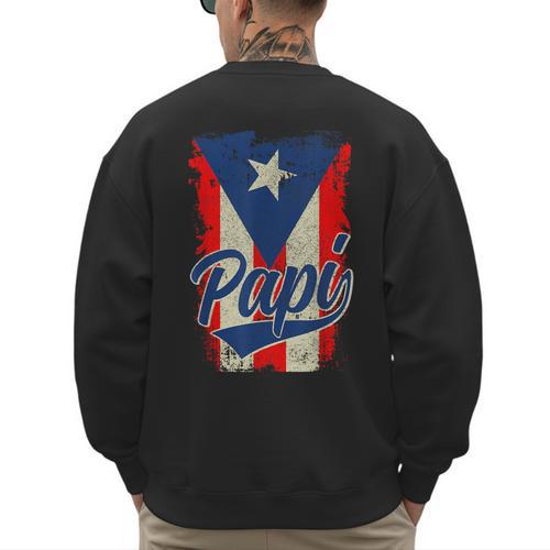 Papi Puerto Rican Dad Puerto Rico Pride Boricua Father's Day Men's Sweatshirt Back Print - Father's Day Fun