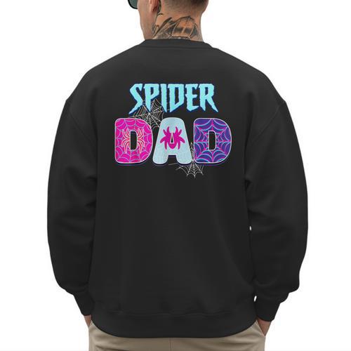 Parents Mom Spider Dad Matching Family Birthday Men's Sweatshirt Back Print - Father's Day Fun