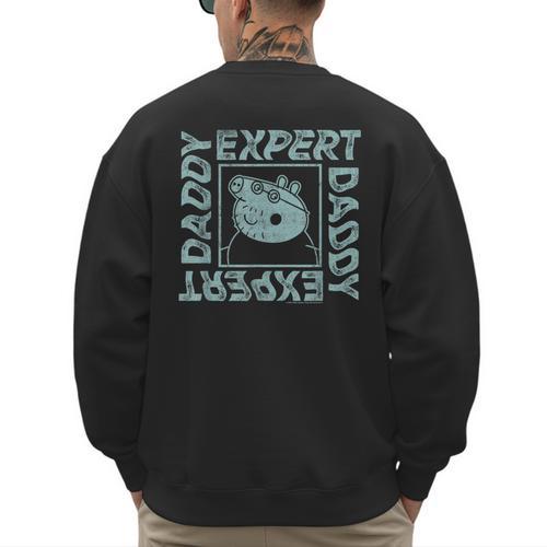 Peppa Pig Father's Day Expert Daddy Vintage Faded Box Logo Men's Sweatshirt Back Print - Father's Day Fun