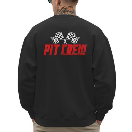 Pit Crew Family Racing Birthday Race Car For Dad Mom Kids Men's Sweatshirt Back Print - Father's Day Fun