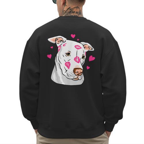 Pitbull Love Pitbull Moms Dads Men's Sweatshirt Back Print - Father's Day Fun