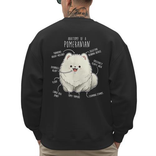 Pomeranian Anatomy Cute Pet Pom Mom Dog Dad For Men Women Girls Kids Men's Sweatshirt Back Print - Father's Day Fun