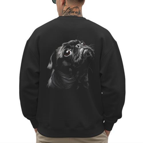 Pug For Dog Mom Dad Cute Pug Men Women Kids Men's Sweatshirt Back Print - Father's Day Fun
