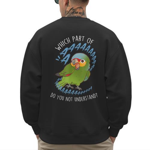 Red-Lored Amazon Parrot Aaaa Cute Pet Bird Mom Dad Men's Sweatshirt Back Print - Father's Day Fun