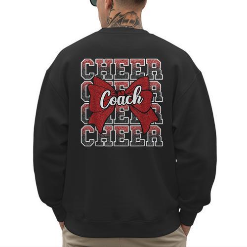 Red Sport Loud Proud Cheer Coach Dad Father's Day Men's Sweatshirt Back Print - Father's Day Fun