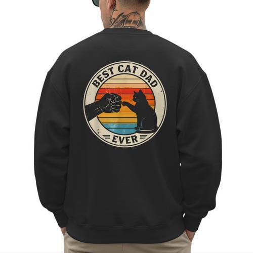 Retro Cat Dad Ever Cats Lovers For Men Women And Kids Men's Sweatshirt Back Print - Father's Day Fun