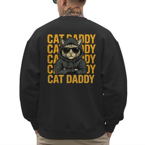 Retro Cat Daddy Style Animal For Men Women Kid Boy Girl Men's Sweatshirt Back Print - Father's Day Fun