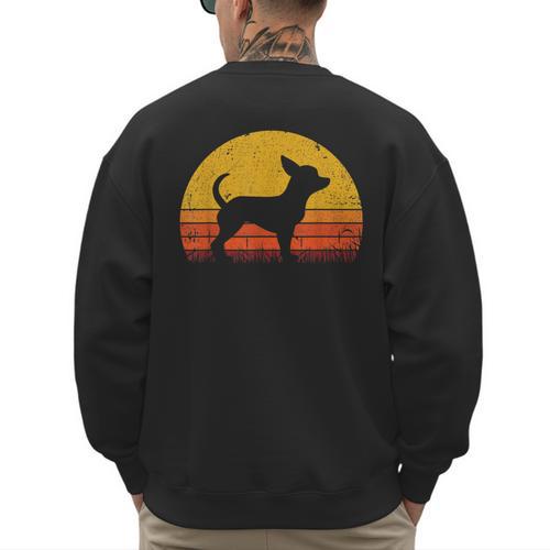 Retro Chihuahua Men Women Dog Mom Dad Chihuahua Men's Sweatshirt Back Print - Father's Day Fun