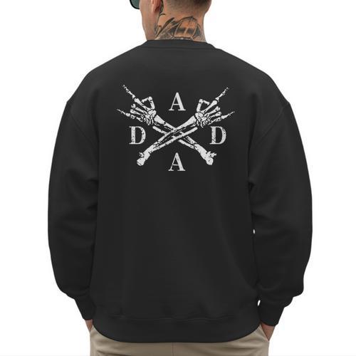 Retro Pocket Dada Daddy Papa Fathers Day Skeleton Men's Sweatshirt Back Print - Father's Day Fun
