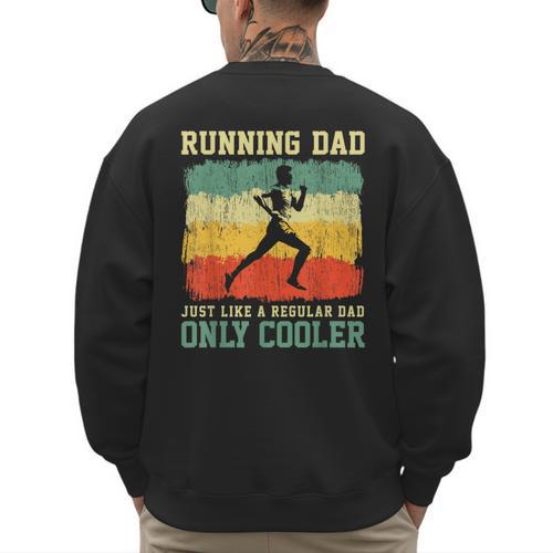 Retro Running Dad Runner Marathon Athlete Humor Outfit Men's Sweatshirt Back Print - Father's Day Fun