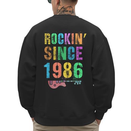 Rockin' Since 1986 Vintage Rockstar 40th Birthday Mom Dad 40 Men's Sweatshirt Back Print - Father's Day Fun