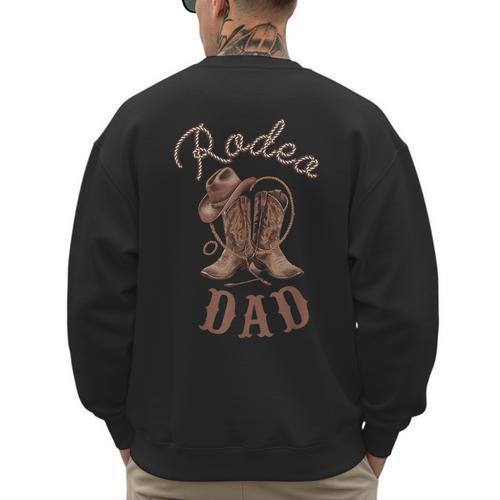 Rodeo Dad Western Cowboy Birthday Boy Family Matching Party Men's Sweatshirt Back Print - Father's Day Fun
