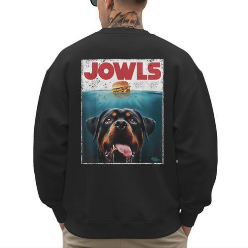 Rottie Rottweiler Jowls Burger Giant Tank Dog Mom Dad Men's Sweatshirt Back Print - Father's Day Fun