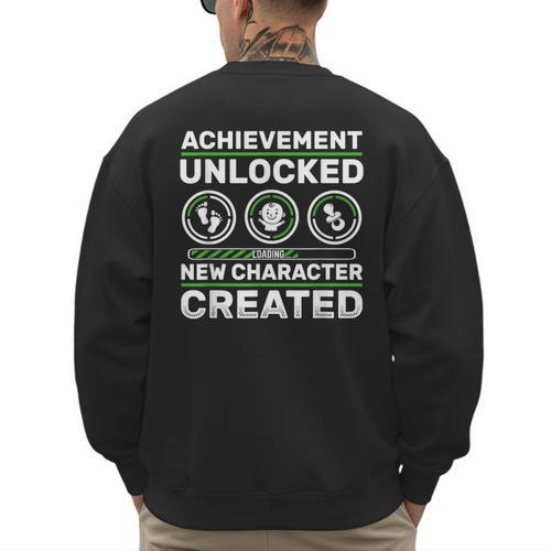 Schwangerschaft Verknden Geschenk Zocker New Character Created Pregnancy Announcement Dad Gamer Men's Sweatshirt Back Print - Father's Day Fun