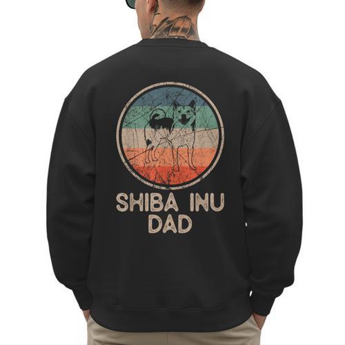 Shiba Inu Dog Vintage Shiba Inu Dad Men Women Men's Sweatshirt Back Print - Father's Day Fun