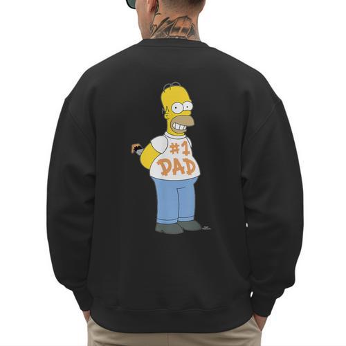 The Simpsons Homer Number 1 Dad Father's Day V2 Men's Sweatshirt Back Print - Father's Day Fun