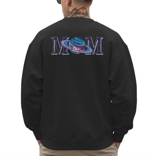 Space Mom Family Matching Dad Space Birthday Theme Party Men's Sweatshirt Back Print - Father's Day Fun