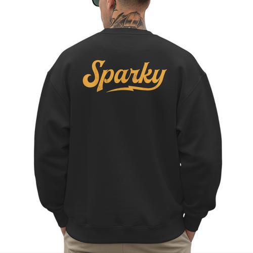 Sparky Electrician Lineman Dad Retro Vintage Novelty Men's Sweatshirt Back Print - Father's Day Fun