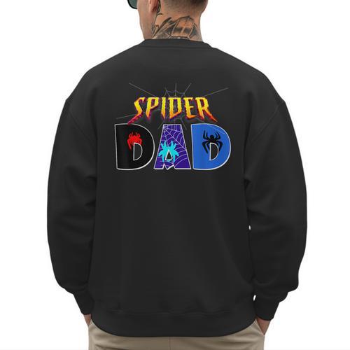 Spider Dad Shirt Birthday Fathers Day Halloween Costumes Pjs Men's Sweatshirt Back Print - Father's Day Fun