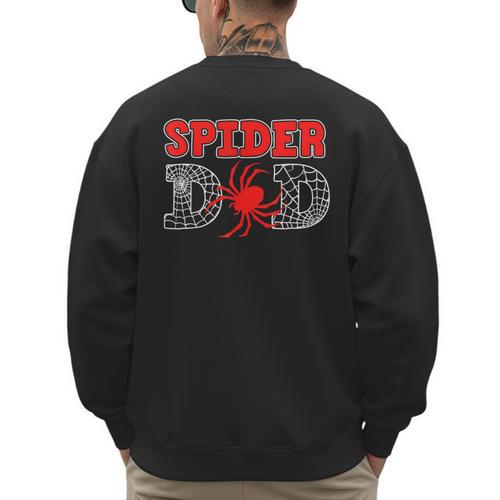 Spider Dad Spidey Birthday Family Matching Kid Daddy Spiders Men's Sweatshirt Back Print - Father's Day Fun