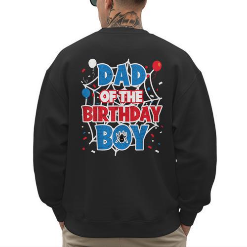 Spider Web Dad Of The Birthday Boy Men's Sweatshirt Back Print - Father's Day Fun