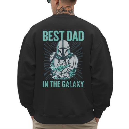 Star Wars The Mandalorian And Grogu Best Dad In The Galaxy Men's Sweatshirt Back Print - Father's Day Fun