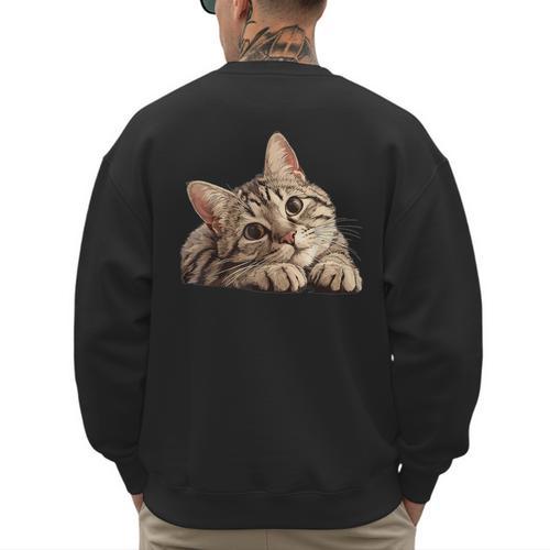 Tabby Cat Mom Dad Pet Shop Tabby Cats Kitten Tabby Cat Men's Sweatshirt Back Print - Father's Day Fun
