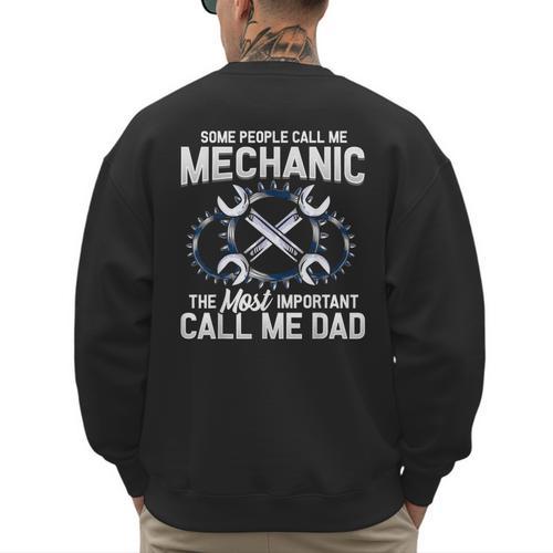 Tee Styley Mechanic Dad Novelty Small Men's Sweatshirt Back Print - Father's Day Fun