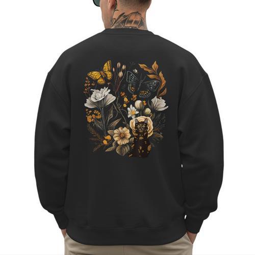 Tortie Cat Owner Flowers Tortie Cat Mom Tortie Cat Dad Men's Sweatshirt Back Print - Father's Day Fun