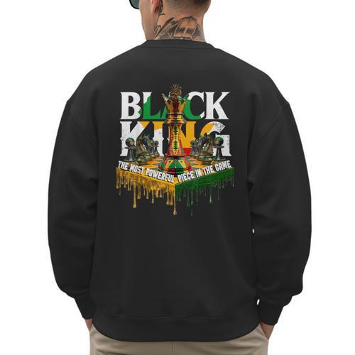 History I Am Black Man King Dad Melanin Men Women Men's Sweatshirt Back Print - Father's Day Fun