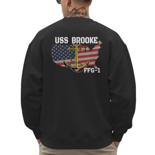 USS Brooke FFG-1 Frigate Veterans Day Son Father Grandpa Dad Men's Sweatshirt Back Print - Father's Day Fun