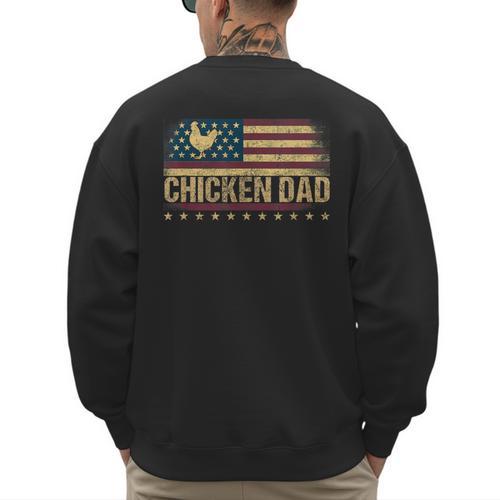 Vintage USA Flag Chicken Dad Stars Men's Sweatshirt Back Print - Father's Day Fun