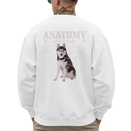 Anatomy Of A Siberian Husky Cute Dog Husky Mom Dad Men's Sweatshirt Back Print - Father's Day Fun