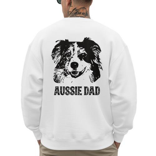 Aussie Dad Australian Shepherd Dog Dad For Men Men's Sweatshirt Back Print - Father's Day Fun