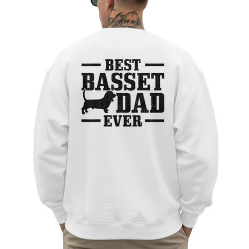 Basset Dad Dog Papa Basset Hound Men Men's Sweatshirt Back Print - Father's Day Fun