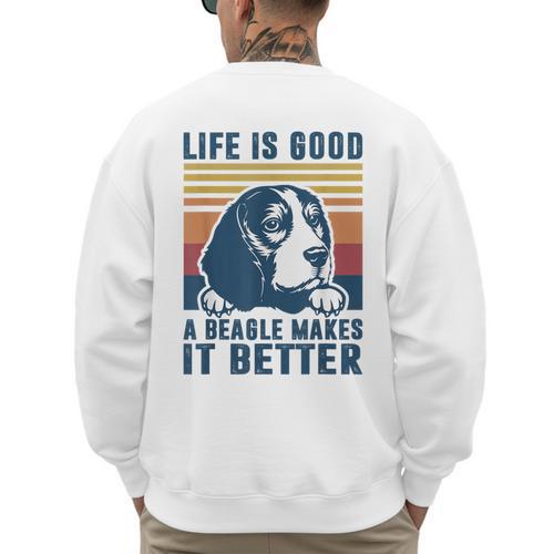 Beagle For Men Women Beagle Dog Mom Dad Beagle Men's Sweatshirt Back Print - Father's Day Fun
